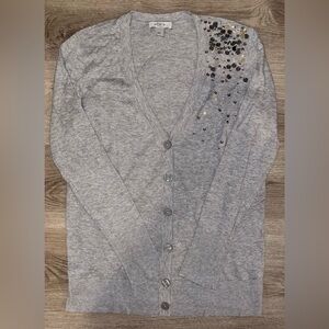 LOFT Gray Cardigan with Sequin Accents